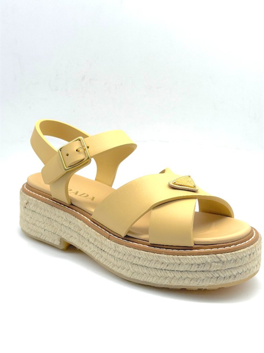 PRADA Triangle Logo Stride Flow Crisscross Platform Espadrille Sandals - Picture 10 of 16
